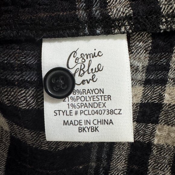 Cosmic Blue Love Maci Relaxed Plaid Top Women's Size L - Picture 10 of 10